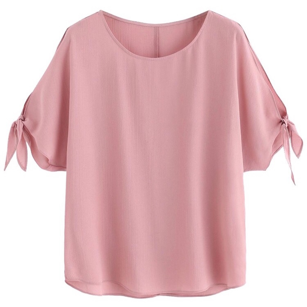 Blouse with tie split sleeves